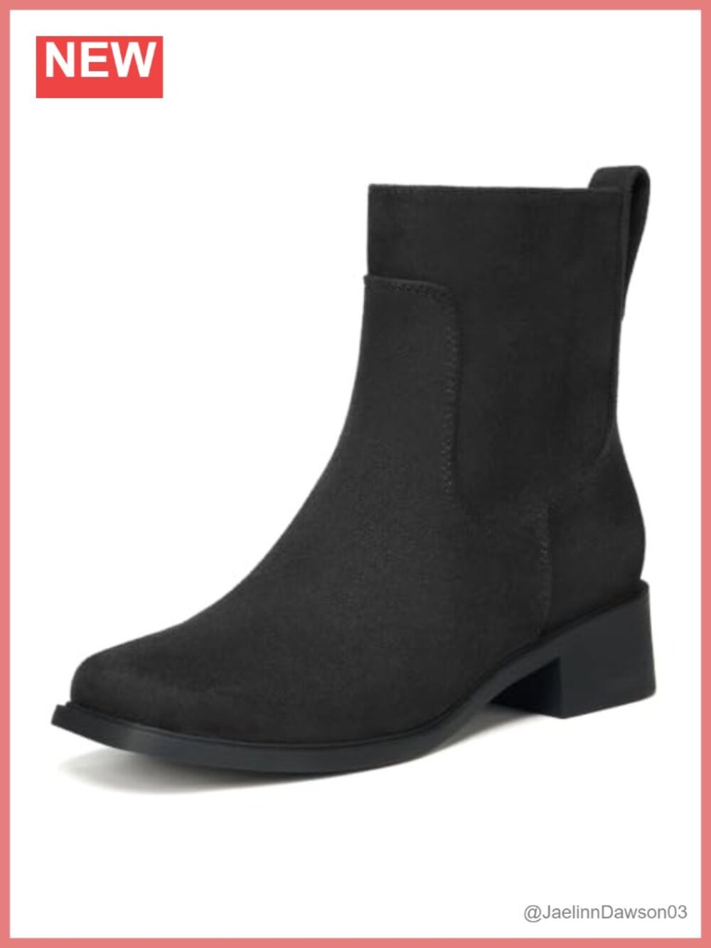 Women's Square Toe Ankle Boots with Chunky Heel and Side Zipper